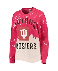 Women's Gameday Couture Crimson Indiana Hoosiers Twice As Nice Faded Dip-Dye Pullover Sweatshirt