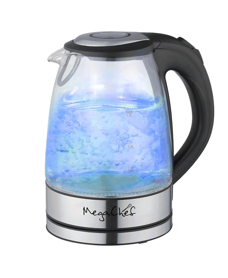 MegaChef 1.7 Quart Glass and Stainless Steel Electric Tea Kettle