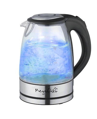 MegaChef 1.7 Quart Glass and Stainless Steel Electric Tea Kettle