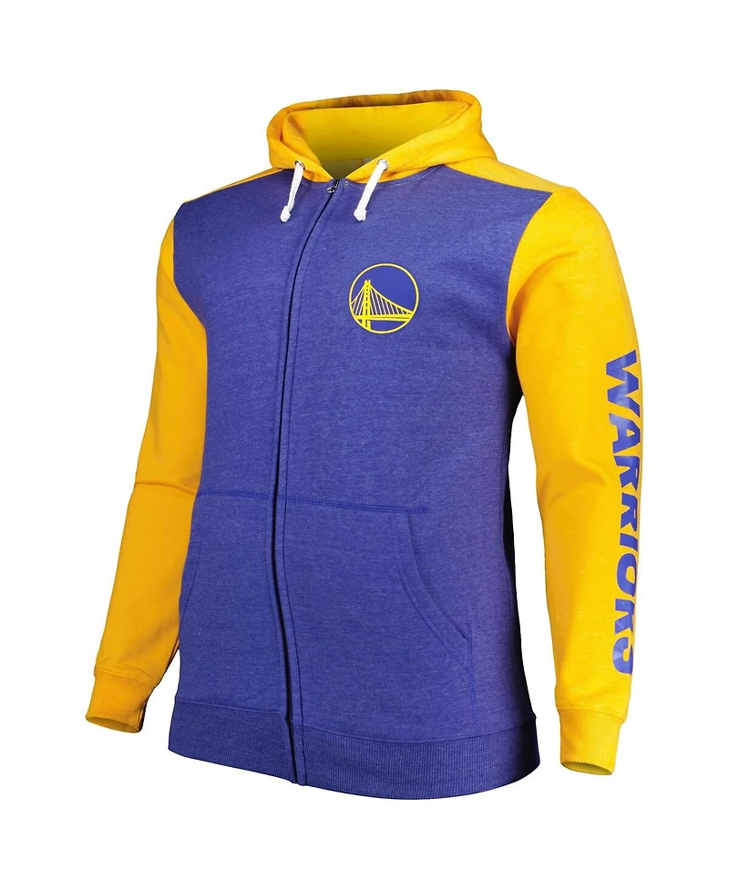 Men's Fanatics Royal, Gold Golden State Warriors Big and Tall Down Distance Full-Zip Hoodie