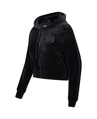 Women's Pro Standard Philadelphia 76ers Triple Black Velour Full-Zip Hoodie