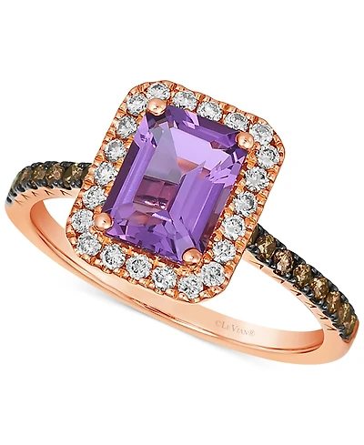 Le Vian Deep Sea Blue Topaz (1-5/8 ct. t.w.) & Diamond (3/8 Halo Ring 14k Rose Gold (Also Amethyst Citrine)