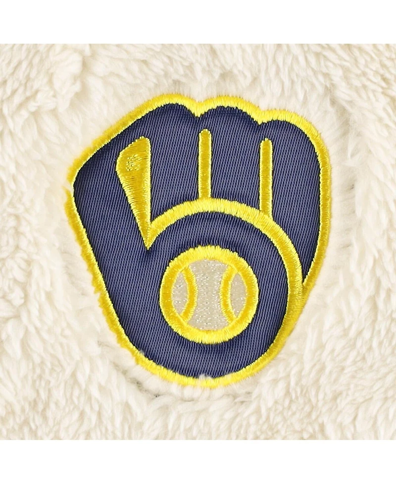 Women's G-iii 4Her by Carl Banks Oatmeal, Navy Milwaukee Brewers Shuffle It Raglan Full-Zip Hoodie