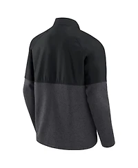 Men's Fanatics Black, Heathered Charcoal Wisconsin Badgers Durable Raglan Full-Zip Jacket