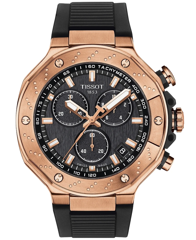 Tissot Men's Swiss Chronograph T-Race Black Strap Watch 45mm