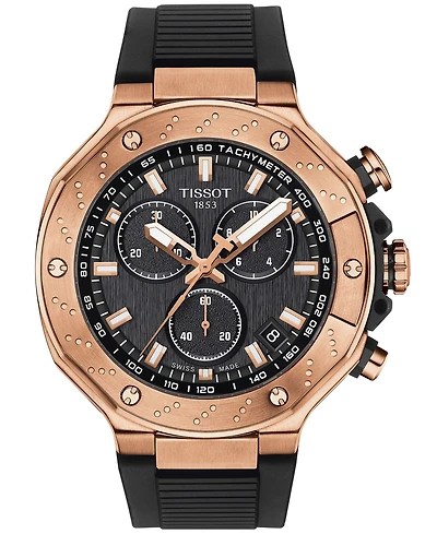 Tissot Men's Swiss Chronograph T-Race Black Strap Watch 45mm
