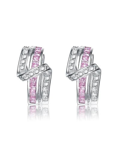 Sterling Silver Cubic Zirconia Cross Path Stud Earrings