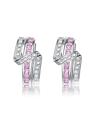 Sterling Silver Cubic Zirconia Cross Path Stud Earrings