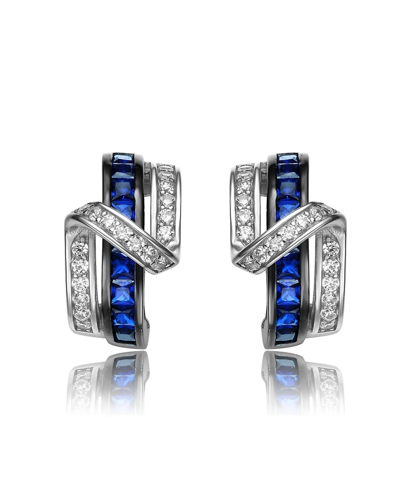 Sterling Silver Cubic Zirconia Cross Path Stud Earrings