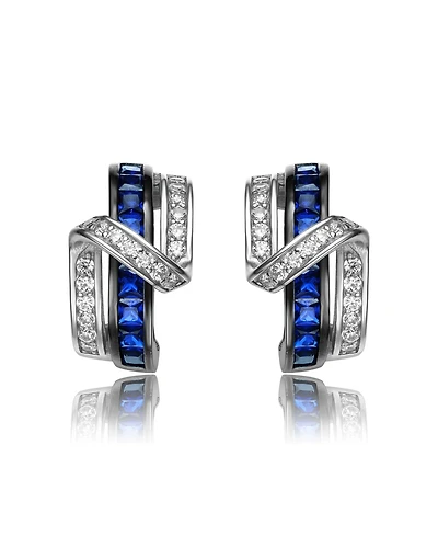 Sterling Silver Cubic Zirconia Cross Path Stud Earrings