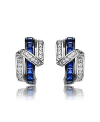 Sterling Silver Cubic Zirconia Cross Path Stud Earrings