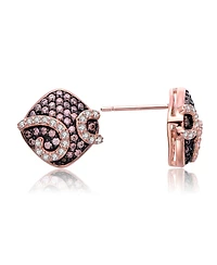 Sterling Silver Stud Cubic Zirconia Swirls Square Earrings