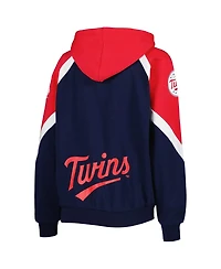 Women's Starter Navy, Red Minnesota Twins Hail Mary Full-Zip Hoodie