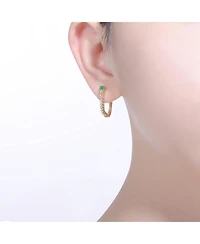 Sterling Silver Cubic Zirconia U-Shaped Huggie Hoop Earrings