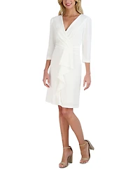 julia jordan Women's Pleated Ruffled-Front Sheath Dress