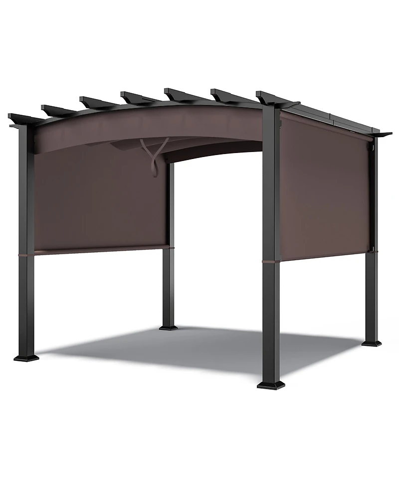 Costway 10 x 10ft Patio Pergola Gazebo Sun Shade Shelter W/Retractable Canopy