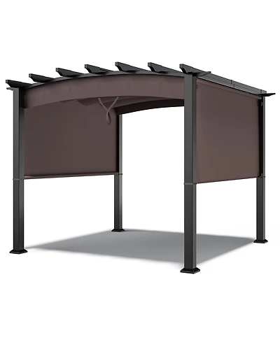 Costway 10 x 10ft Patio Pergola Gazebo Sun Shade Shelter W/Retractable Canopy
