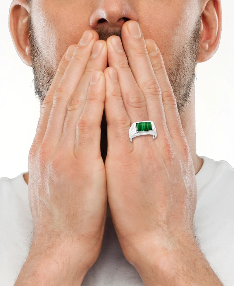 Effy Men's Malachite Ring in Sterling Silver