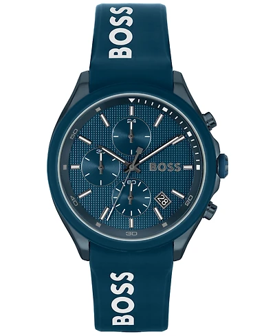 Hugo Boss Men's Velocity Quartz Fashion Chronograph Silicone Strap Watch 44mm