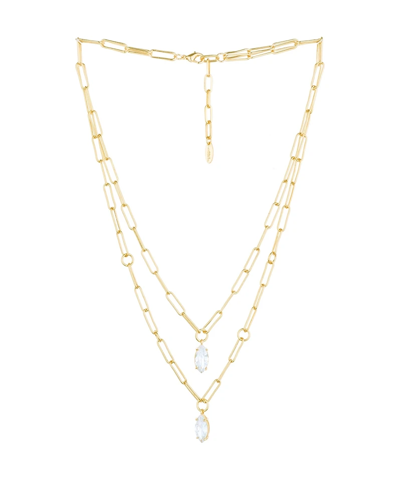 Ettika Double Layered Cubic Zirconia Pendant Necklace