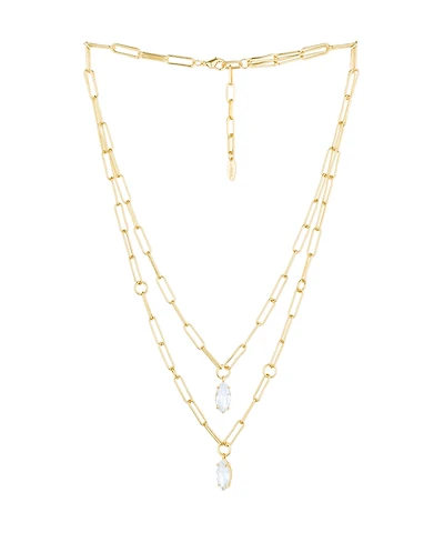 Ettika Double Layered Cubic Zirconia Pendant Necklace