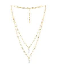 Ettika Double Layered Cubic Zirconia Pendant Necklace