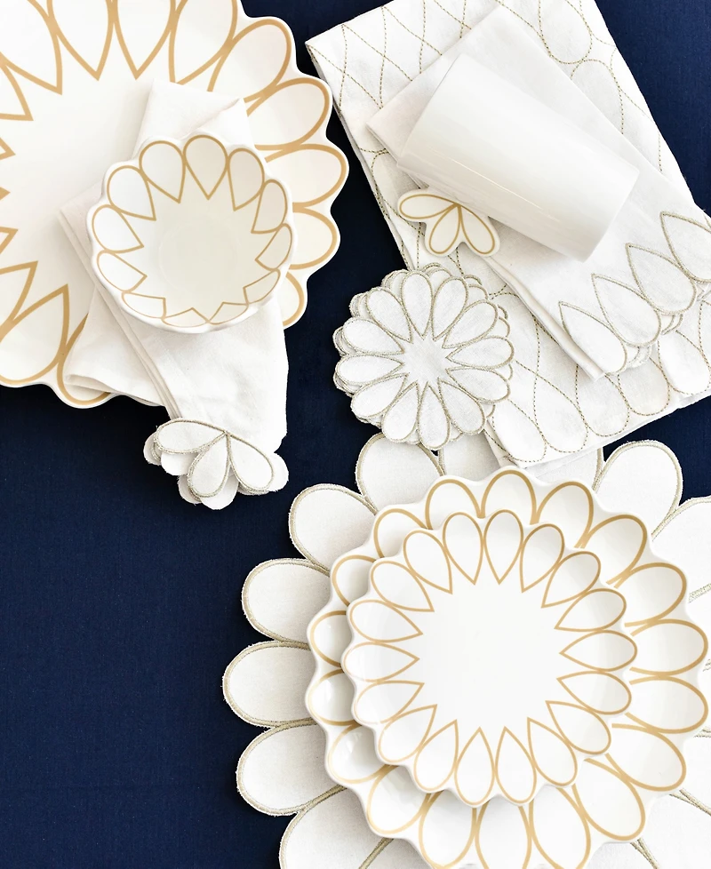 Coton Colors by Laura Johnson Deco Gold Corner Trim Napkin Set/4