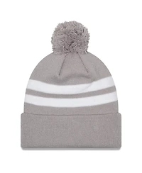 Men's New Era Gray Kansas City Chiefs Super Bowl Lvii Champions Top Stripe Cuffed Pom Knit Hat