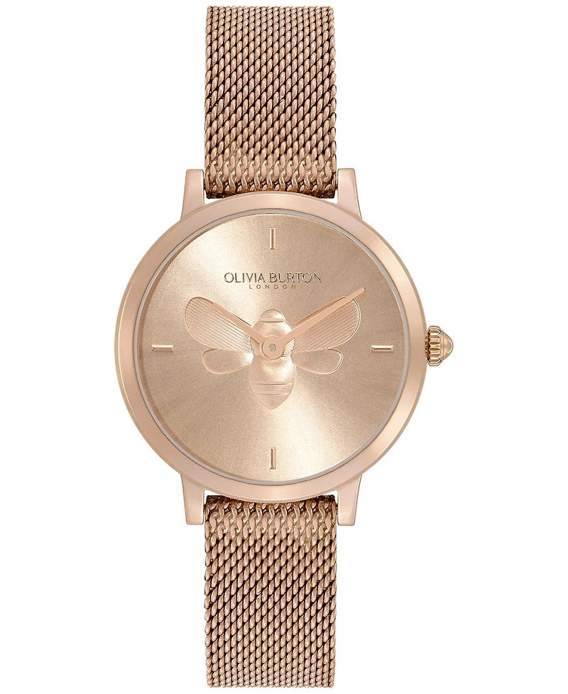 Olivia Burton Women's Ultra Slim Bee Carnation Gold-Tone Steel Watch 28mm