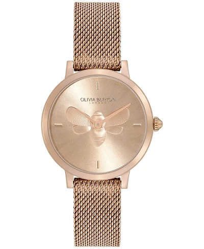 Olivia Burton Women's Ultra Slim Bee Carnation Gold-Tone Steel Watch 28mm