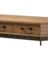Baxton Studio Kellyn Vintage 42.9" Rustic Industrial Finished Wood and Metal 3-Drawer Console Table