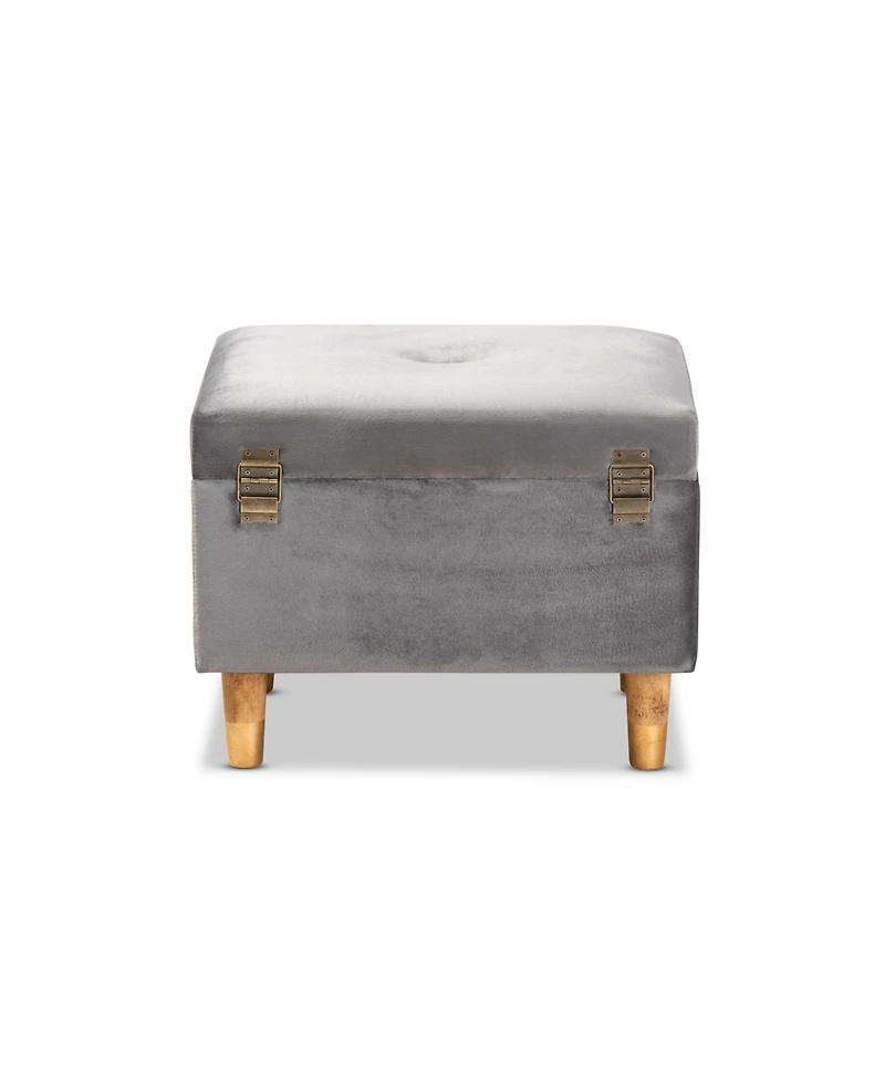 Baxton Studio Elias Modern and Contemporary Velvet Fabric Upholstered and Finished Wood Storage Ottoman