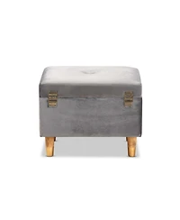 Baxton Studio Elias Modern and Contemporary Velvet Fabric Upholstered and Finished Wood Storage Ottoman