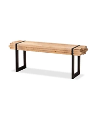 Baxton Studio Henson Rustic and Industrial 47.2" Natural Finished Wood and Finished Metal Bench