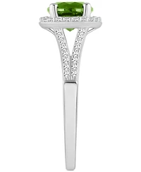 Amethyst (1-1/4 ct. t.w.) & Diamond (1/4 Halo Split Shank Ring Sterling Silver (Also Citrine, Garnet, Peridot, Blue Topaz)