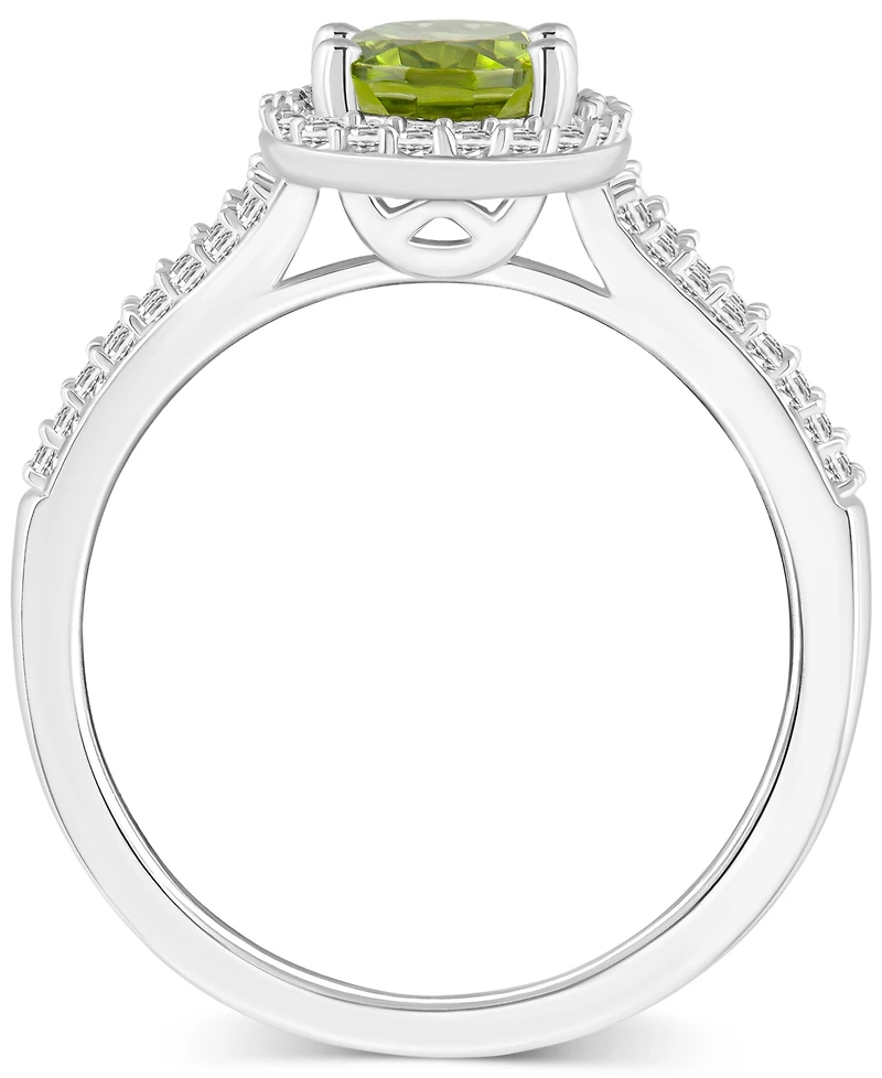 Amethyst (1-1/5 ct. t.w.) & Diamond (1/4 Oval Halo Split Shank Ring Sterling Silver (Also Citrine, Garnet, Peridot, Blue Topaz)