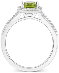 Amethyst (1-1/5 ct. t.w.) & Diamond (1/4 Oval Halo Split Shank Ring Sterling Silver (Also Citrine, Garnet, Peridot, Blue Topaz)