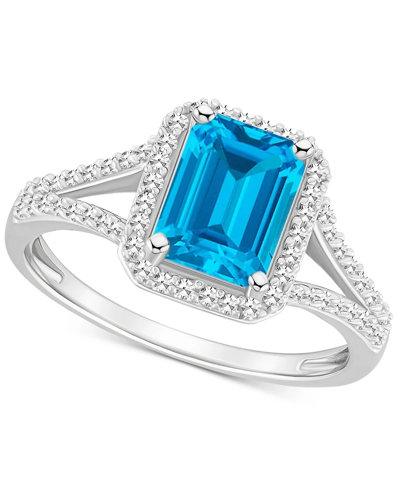 Amethyst (1-5/8 ct. t.w.) & Diamond (1/4 Split Shank Ring Sterling Silver (Also Citrine, Garnet, Peridot, Blue Topaz)