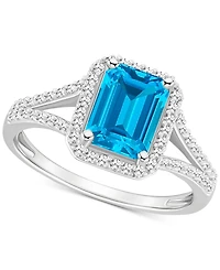 Amethyst (1-5/8 ct. t.w.) & Diamond (1/4 Split Shank Ring Sterling Silver (Also Citrine, Garnet, Peridot, Blue Topaz)