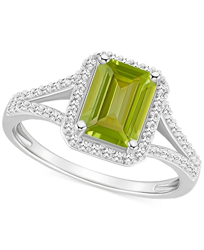 Amethyst (1-5/8 ct. t.w.) & Diamond (1/4 Split Shank Ring Sterling Silver (Also Citrine, Garnet, Peridot, Blue Topaz)