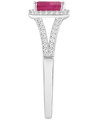 Emerald (1/2 ct. t.w.) & Diamond (1/4 Split Shank Ring Sterling Silver (Also Ruby Sapphire)