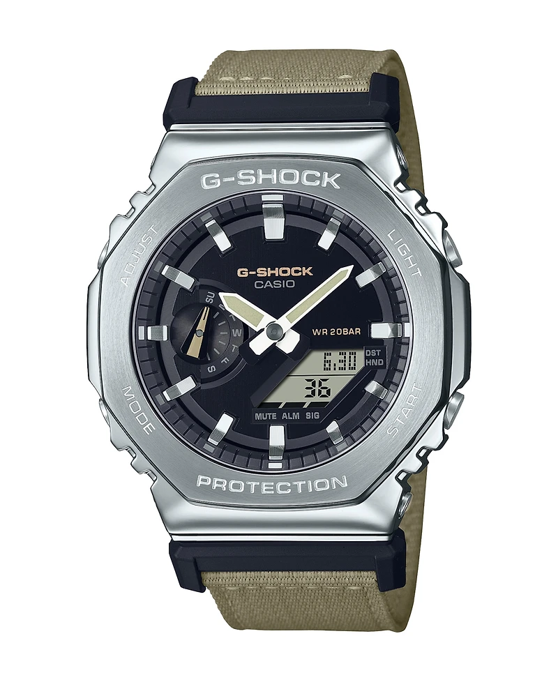 G-Shock Men's Analog-Digital Metal Cover Tan Cloth Band Watch, 44.4mm, GM2100C-5A