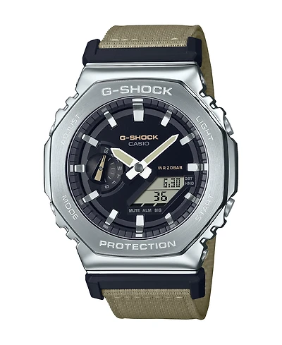G-Shock Men's Analog-Digital Metal Cover Tan Cloth Band Watch, 44.4mm, GM2100C-5A