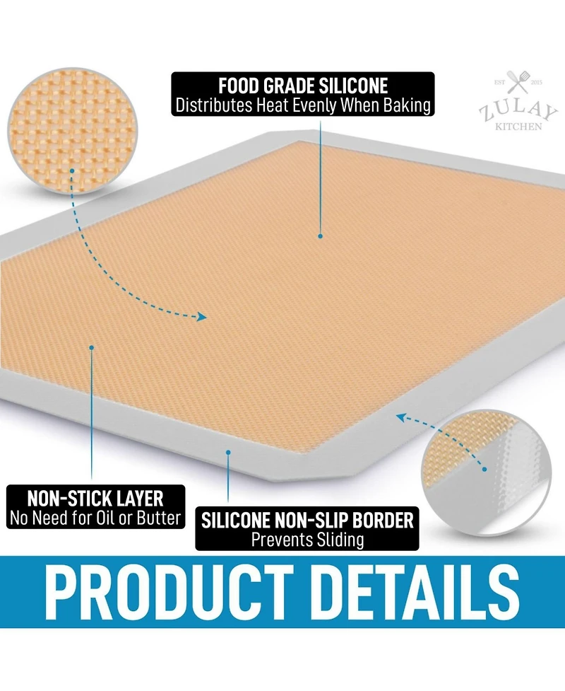 (2 Pack) Silicone Baking Mat Sheet Set - Reusable Baking Mat Nonstick