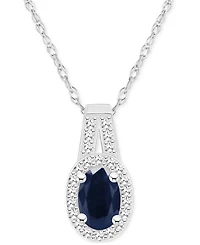 Emerald (1/2 ct. t.w.) & Diamond (1/8 ct. t.w.) Oval Halo 18" Pendant Necklace in Sterling Silver (Also in Ruby & Sapphire)