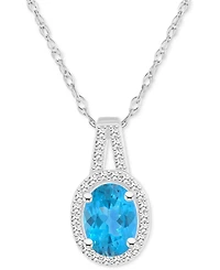 Amethyst (1-1/5 ct. t.w.) & Diamond (1/6 Oval Halo 18" Pendant Necklace Sterling Silver (Also Citrine, Garnet, Peridot, Blue Topaz)