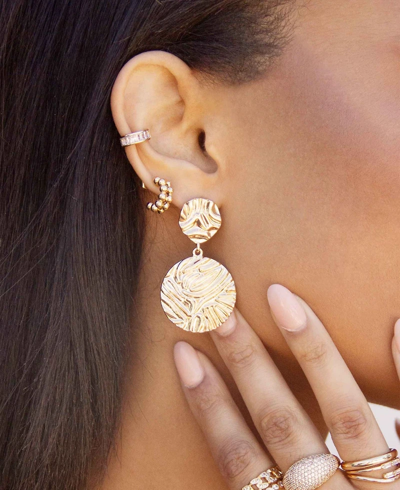 Ettika Gold-Plated Textured Double Disc Earrings
