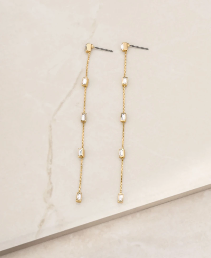Ettika Linear Baguette Earrings 18K Gold Plating