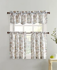 No. 918 Signy Jacobean Pattern Semi Sheer Rod Pocket Kitchen Curtain Collection