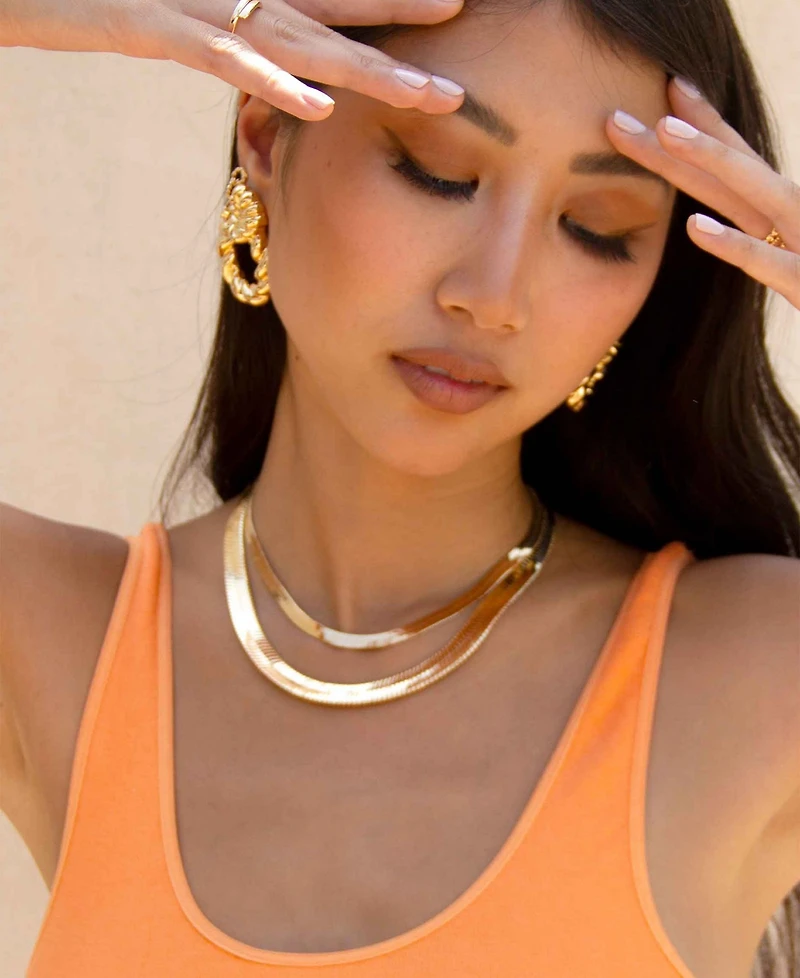 Ettika Gold-Plated Flat Snake Chain Necklace